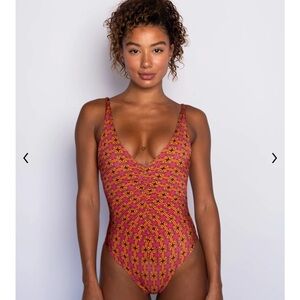 Vibrant Red and Orange Women's Swimwear